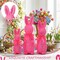 3 Pcs Easter Bunny Decorations Pink Flocked Bunny Figurines with Bow Flocking Rabbit Tabletop Statues for Spring Easter Farmhouse Table Baskets Mantel Home Decor Gift 10 13 15.5 Inch